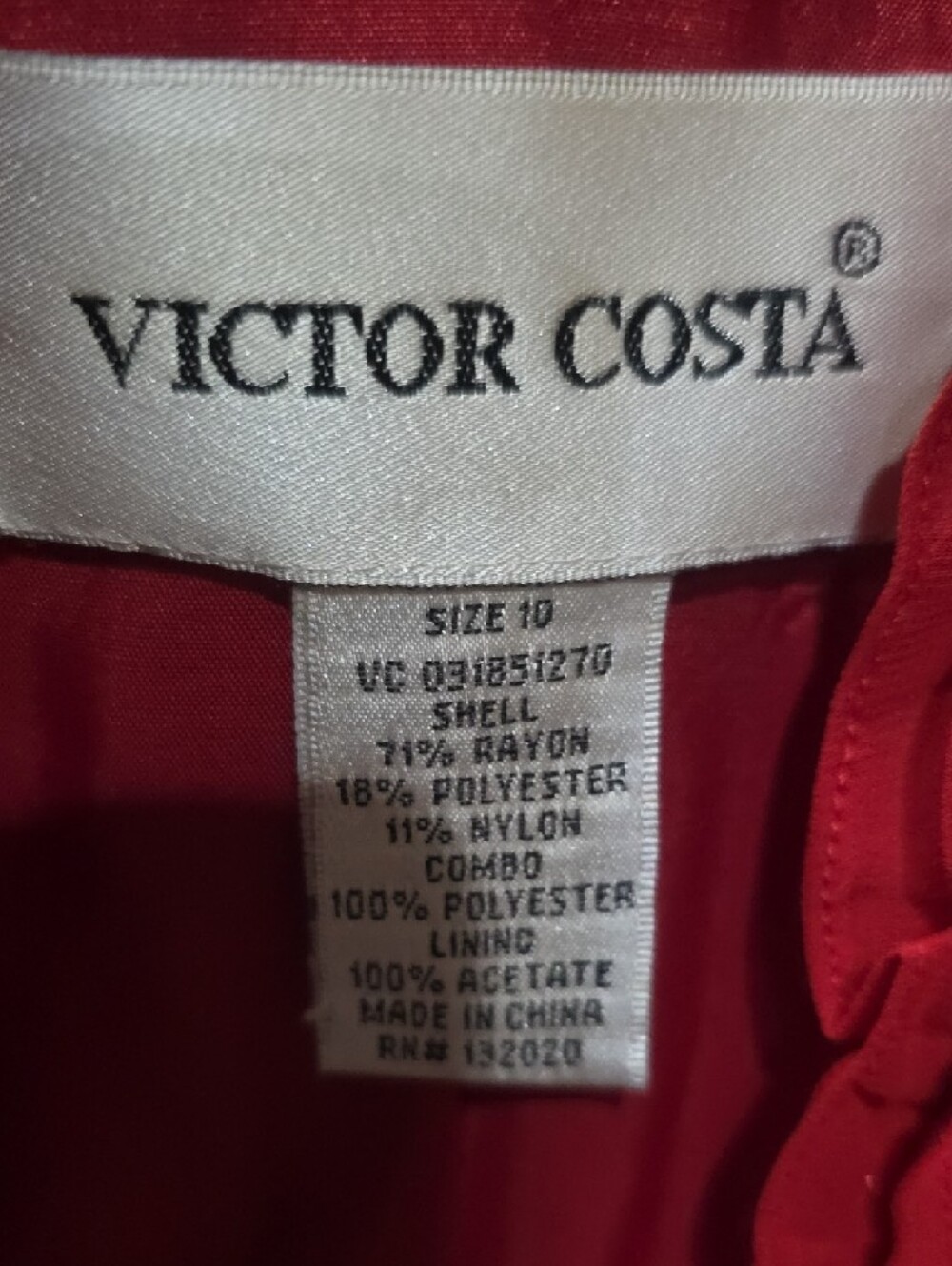 Victor Costa Red Ruffle Front Blouse - Picture 6 of 6